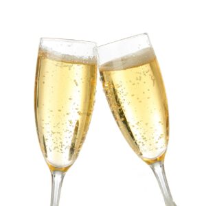 champagne, toasts, white background