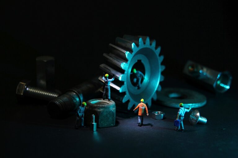 mechanical engineering, gear, miniature figures